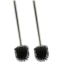 Relaxdays WC-Bürste Silikon 2er Set Schwarz/Silber