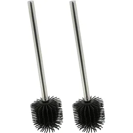 Relaxdays WC-Bürste Silikon 2er Set Schwarz/Silber