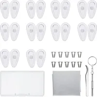 CENPEK Brillenreparaturset 10 Paare Luftkammer-Nasenpads Silikon Einschraubbare Brillen Nasenpads mit Schrauben Pinzette und Reinigungstuch (13mm)