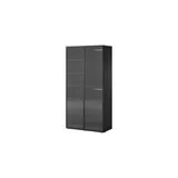 Möbel Kraft Drehtürenschrank mit Glastüren 101 x 200 x 51 cm Schwarz