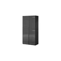Möbel Kraft Drehtürenschrank mit Glastüren 101 x 200 x 51 cm Schwarz