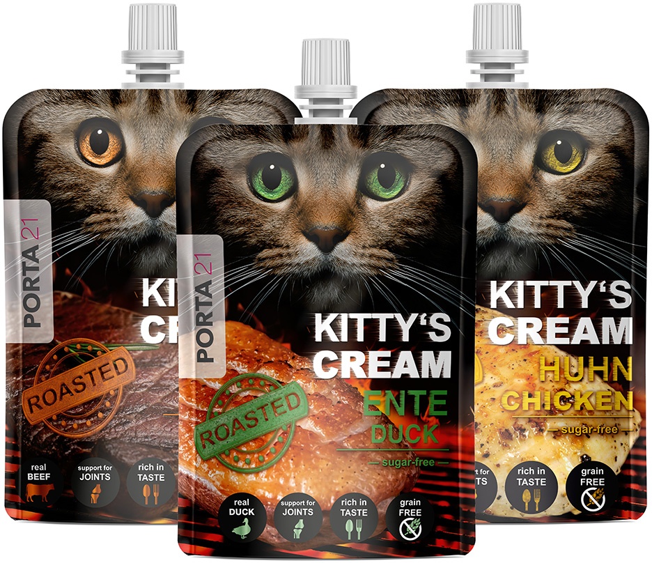3x90g Porta 21 Kitty's Cream Farm-Mixpack (3 Sorten) Katzensnacks