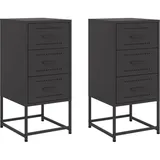 vidaXL Nachttische 2 Stk. Schwarz 36x39x78 cm Stahl