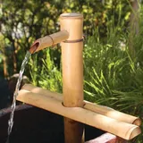 Bamboo Accents 12" Verstellbarer Springbrunnen-Bausatz – spaltfester Bambus für den Innen-/Außenbereich, inklusive Pumpe