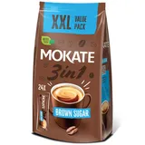 MOKATE® 3 in 1 XXL Instantkaffee Browner Zucker - 1 Bag - 408g - 24 Sticks x 17g - Verpackungsänderung - Brown Sugar Instant Kaffee Getränkepulver Löslichem Smooth Creamy Pulver