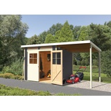 Karibu Gartenhaus Glücksburg 4 mit 190 - 19mm -242 x 217 cm-terragrau - 50% Rabatt auf Dacheindeckung