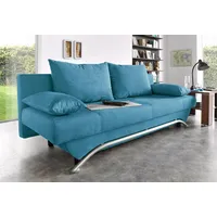 Schlafsofa JOCKENHÖFER GRUPPE "Nancy" Sofas Gr. B/H/T: 190cm x 81cm x 81cm, Luxus-Microfaser ALCATOP, blau (petrol) inklusive Bettfunktion und Bettkasten, lose Rückenkissen