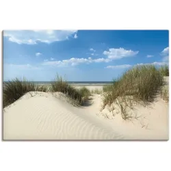 Wandbild ARTLAND "Düne mit Meeresblick", blau (farbe bild(er): blau), B:120cm H:80cm, Bilder, als Alubild, Outdoorbild, Leinwandbild, Poster in verschied. Größen