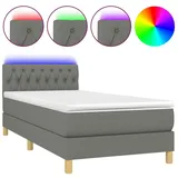 vidaXL Boxspringbett mit Matratze & LED Dunkelgrau 100x200 cm Stoff
