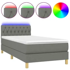 vidaXL Boxspringbett mit Matratze & LED Dunkelgrau 100x200 cm Stoff