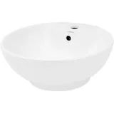 luxebath ECD-Germany Waschbecken Waschtisch Aufsatzwaschtisch Becken Waschschale Ø 455 mm aus Keramik 45.5x18.5x45.5 cm, Badezimmer, Waschbecken Armaturen, Waschbecken