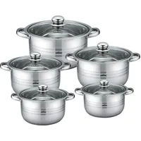 Edelstahl Topfset Induktion 10-tlg. Kochtopfset mit Glasdeckel 16/18/20/22/24cm