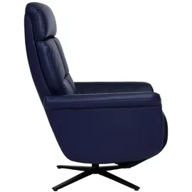 Mendler Relaxsessel HWC-L10, Design Fernsehsessel TV-Sessel Liegesessel, Liegefunktion drehbar, Voll-Leder ~ blau