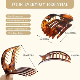 luxuskollektion Haarklammer Damen Leopardmuster Flat Claw Clip 3 Stück