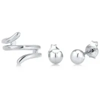 Elli »Ohrringe Ohrstecker Earcuff 2er Set 925 Sterling Silber«, Geo in Silber | Gr.: onesize