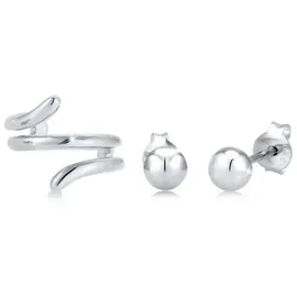 Elli »Ohrringe Ohrstecker Earcuff 2er Set 925 Sterling Silber«, Geo in Silber | Gr.: onesize