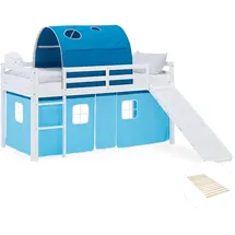 Homestyle4u Hochbett Tunnel 90 x 200 cm Kiefer lackiert blau