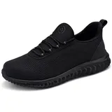 LARNMERN Arbeitsschuhe Sicherheitsschuhe Herren Leicht Slip On Stahlkappenschuhe Sneaker 51666 (47 Herren,Schwarz) - 47 EU