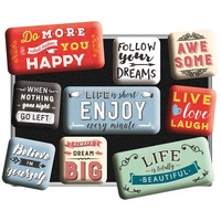Nostalgic-Art Retro Kühlschrank-Magnete, 9 Stück, Enjoy Life – Geschenk-Idee