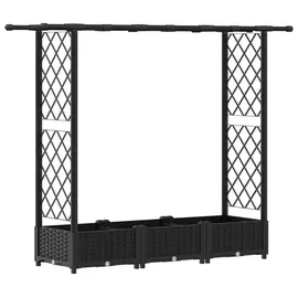 vidaXL Hochbeet mit Rankgitter und Dach 164 x 40 x 123 cm Schwarz