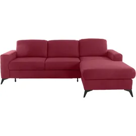 Home Affaire "Lolland L-Form", rot (bordeaux), B:250cm H:88cm T:162cm, Struktur imprägniert - feucht abwischbar (100% Polyester);Struktur Flausch (90% Polyester, 10% Polyamid);Luxus-Microfaser ALTARA NUBUCK (100% Polyester), Sofas, Ecksofa, Wahlweise mit