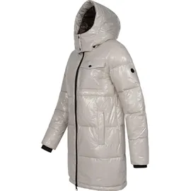 Ragwear Warmer Damen Wintermantel Shiny Steppmantel aus glänzendem Material mit Kapuze Roobie Long YOUMODO Zinc Gr. M - M