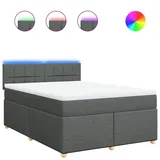 vidaXL Boxspringbett mit Matratze Dunkelgrau 160x200 cm Stoff