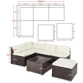 CASARIA Garten-Lounge-Set 16-tlg. braun/creme