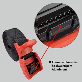 Trutzholm Spanngurt 2 m x 2,5 cm 500 kg mit Klemmschloss und Gummischutzkappe