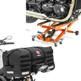 Set: Motorrad Hebebühne Midlift XL bis 500kg orange ConStands mit Motorrad Hecktasche SX70 70Ltr wasserdicht in sw