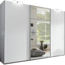 Schwebetürenschrank WIMEX "Ernie Kleiderschrank mit Spiegel, Made in Germany", weiß, B:270cm H:210cm T:65cm, Spanplatte, Schränke, Wähle deine Innenausstattung fertig konfiguriert im Schrank