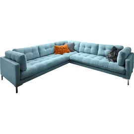 trends by hg Wohnlandschaft TRENDS BY HG "Landau U-Form", blau (mittelblau), B:265cm H:75cm T:265cm, Sofas, Wohnlandschaft, in Cord-Stoff mit Metallfuß, Topseller
