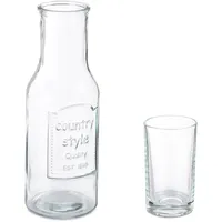 Relaxdays Wasserkaraffe Set mit Gläsern, Transparent