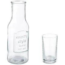 Relaxdays Wasserkaraffe Set mit Gläsern, Transparent