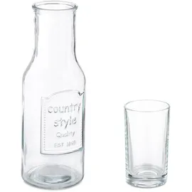 Relaxdays Wasserkaraffe Set mit Gläsern, Transparent