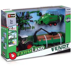 Bburago 18-31668 - Traktor - Fendt 1050 Vario mit 3 verschiedenen Anhängern (10cm)