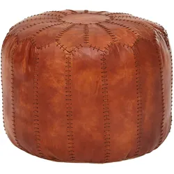 Kadima Design Orientalischer Echtleder Sitzhocker, Strapazierfähig & Gemütlich, Braun. 52x52x40 cm