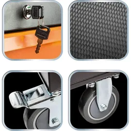 Neo Tools Werkstattwagen Stahl 6 Schubladen Schwarz/Orange bestückt