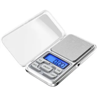 Revinta Feinwaage Digitale Feinwaage Taschenwaage Gramwaage bis 200g silberfarben