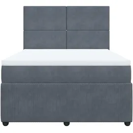 vidaXL Boxspringbett mit Matratze Dunkelgrau 140x200 cm Samt