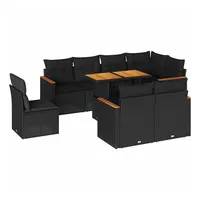 vidaXL Garten-Lounge-Set 9-tlg. schwarz