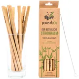 pandoo wiederverwendbare Strohhalme aus 100% Bambus inklusive Reinigungsbürste (12 Stück) | Waschbare & Umweltfreundliche Trinkhalme | 100% biologisch abbaubar | Eco Bamboo Straws Natur