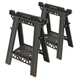 BirnePower Arbeitsbock Klappbock 2er Set – Robuster Unterstellbock bis 350kg (175kg/Stück) – Sägebock Klappbar mit Werkzeugablage, Schneidrille & Anti-Rutsch-Füßen für Werkstatt & Baustelle