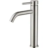 Boed Waschtischarmatur, Hohe Waschtischarmatur Mit 186 Mm Auslaufhöhe, Warm- Und Kaltwasser, Gebürstete Oberfläche