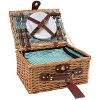 H&D Manufaktur Picknickkorb Handgefertigt mit Zubehör 2 Personen 37 x 22 x 20 cm grün