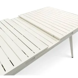 Idimex Gartenmöbel Set SUNNY mit ausziehbarem Esstisch und 8 Stühlen, Esstisch Gestell aus Alu in weiß, Seilbespannung der Stühle in beige, Essgruppe ... - Weiß