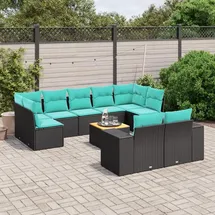 vidaXL Gartensofa-Set 10-tlg. schwarz