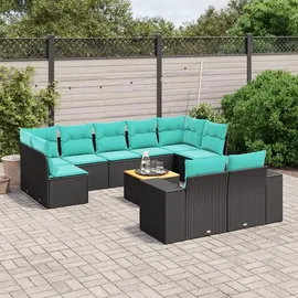 vidaXL Gartensofa-Set 10-tlg. schwarz