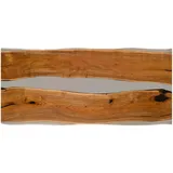 Esstisch Akazie mit Epoxidharz 220x100x76 natur lackiert / Epoxid grau Baumkanten-Optik EPOXY Unikat #2