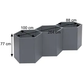 MCW Hochbeet P64-3S 264 x 77 x 100 cm Grau